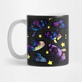 Watercolor Rockets and Stars on Dotted Background Mug